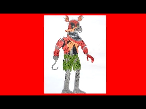 How to draw nightmare Foxy, Five nights at Freddy's, Как нарисовать кошмарного Фокси