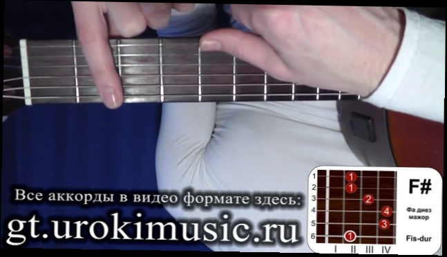 vse.urokimusic.ru Аккорд F. Фа диез мажор. Fis-dur. Как играть. Позиция 2. Песни под гитару у костра 