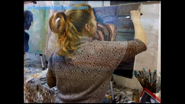 Художник Анна Миклашевич пишет картину "Держитесь за руки". Импрессионизм 