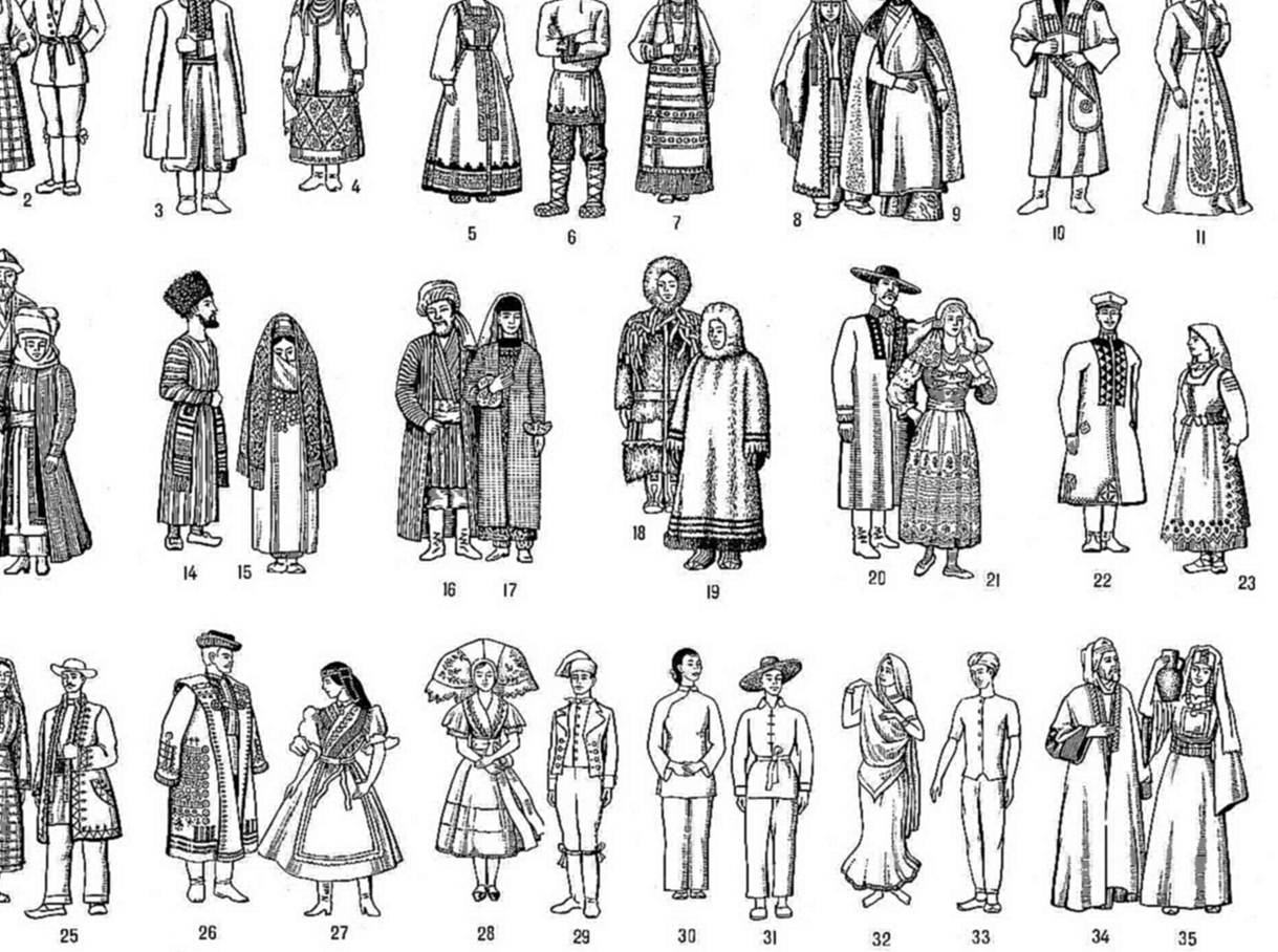Традиционная (конец 19 в.) одежда народов