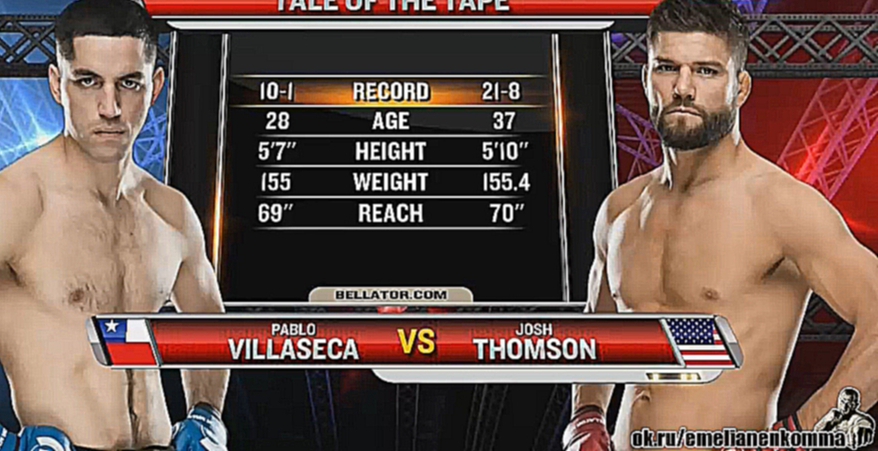 Пабло Вильясека vs.  Джош Томсон .Bellator 147.  