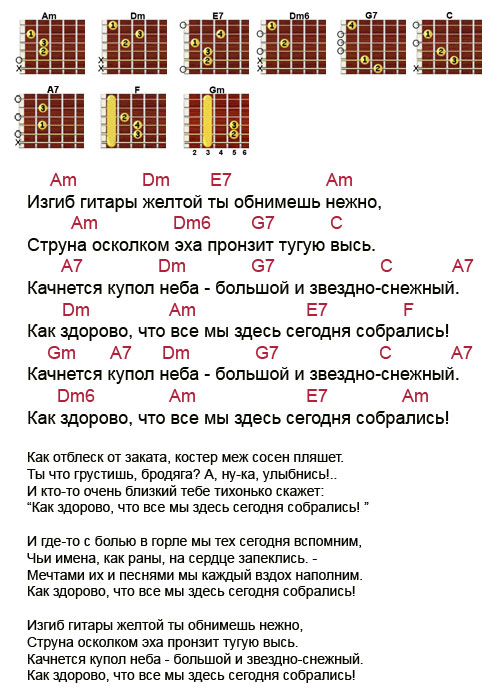 Песни под гитару - Изгиб гитары жёлтой